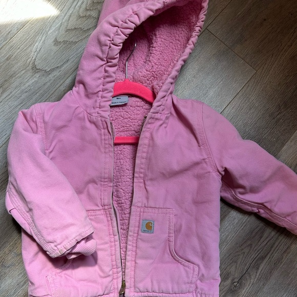 Carhartt Other - Carhartt canvas zip front pink toddler jacket 18m